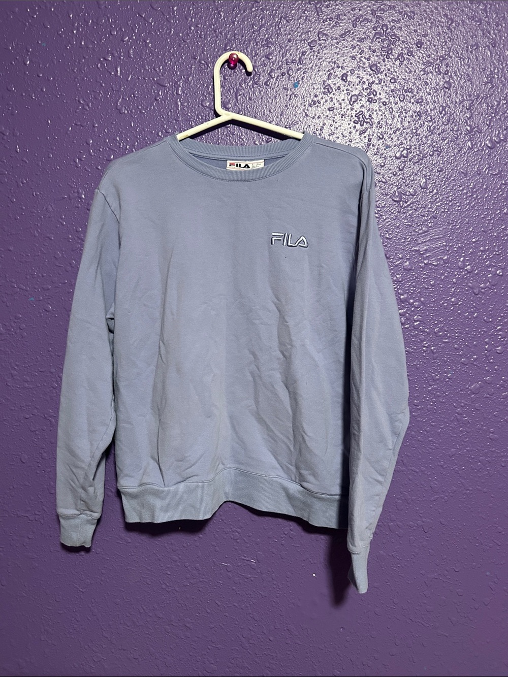 FILA Light Blue Crewneck Sweatshirt with Embroidered Logo